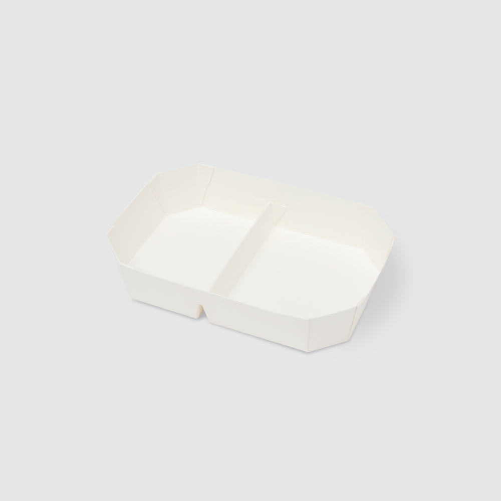 紙八角餐盒-白色 二分格 850ml