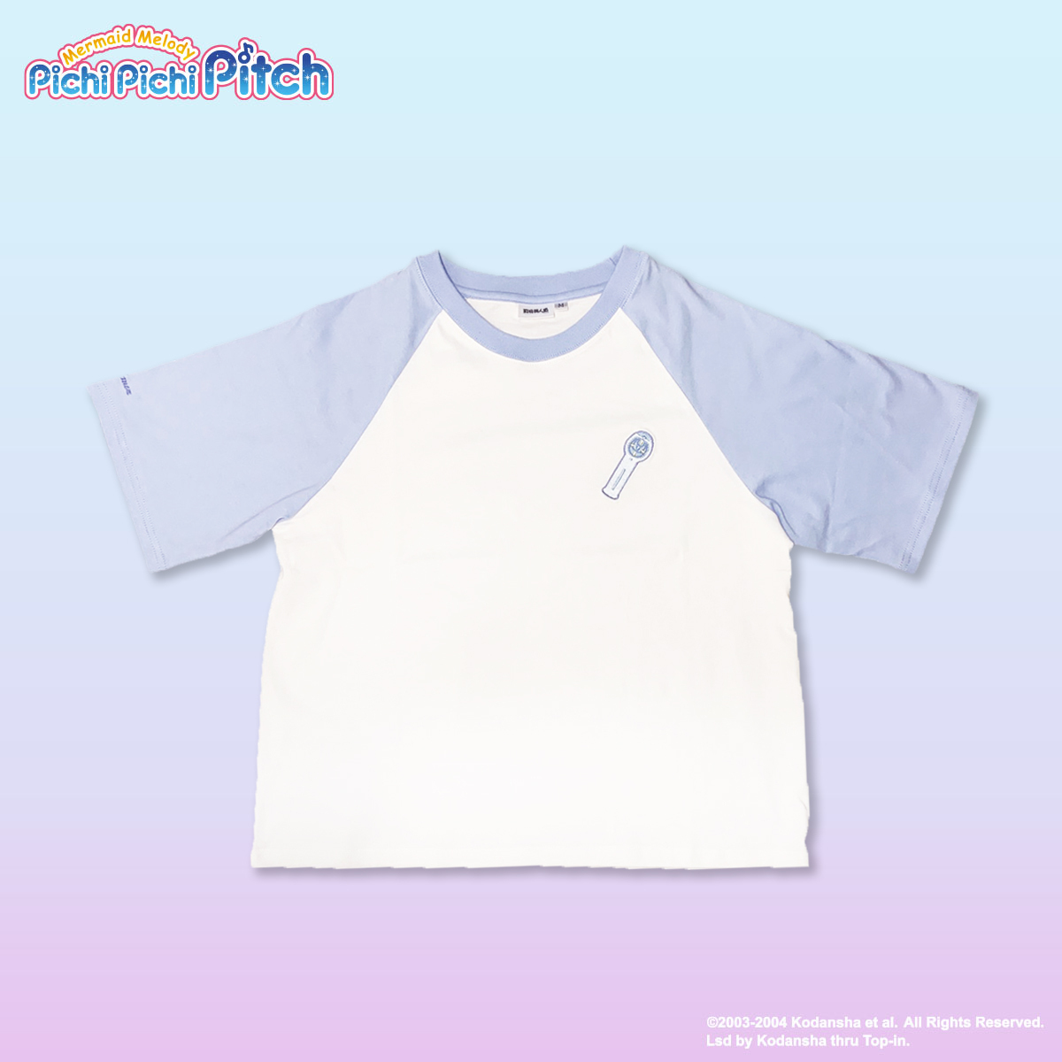 真珠美人魚-短袖T-shirt-麥克風拼接款-藍