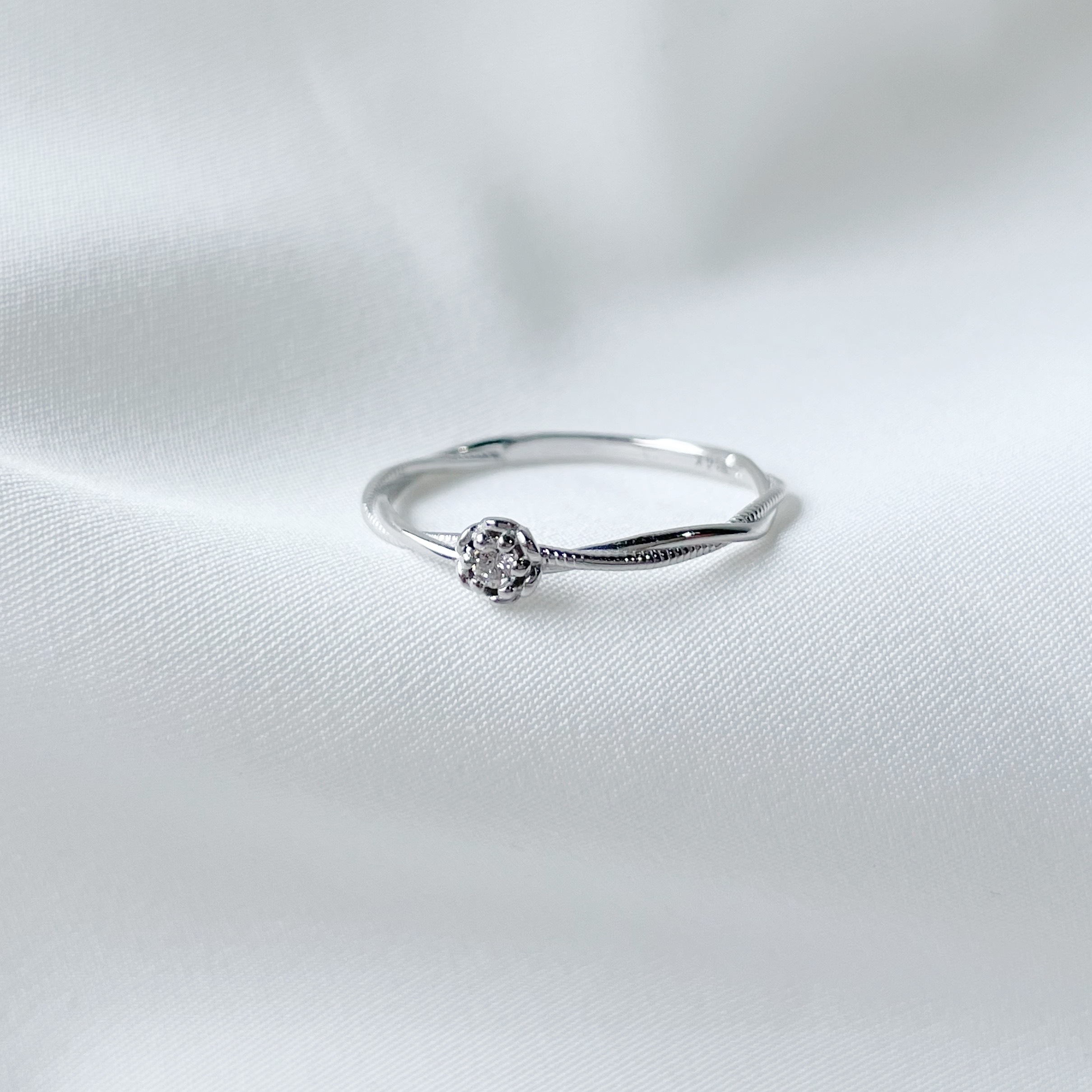 14K梔子花真鑽戒指