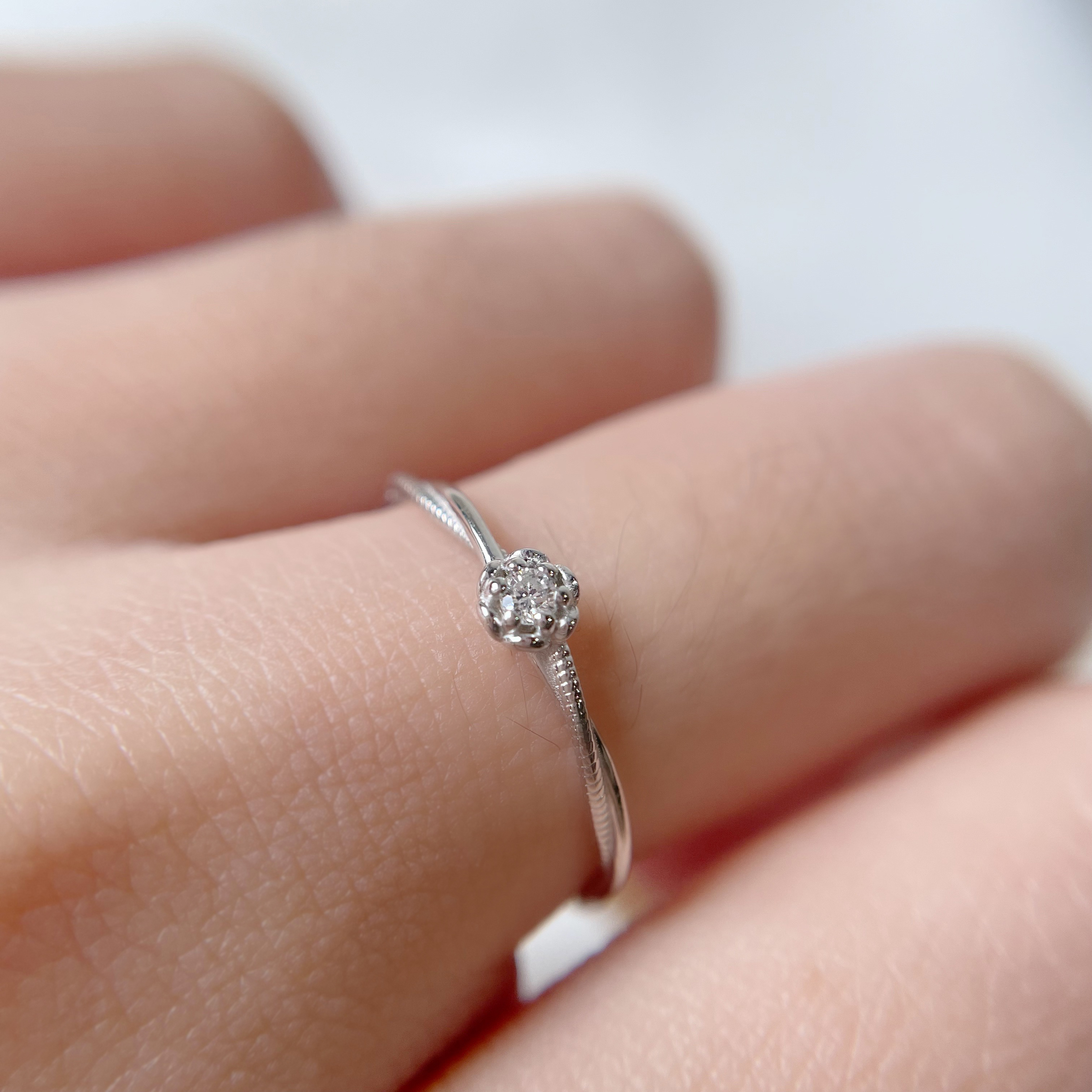 14K梔子花真鑽戒指