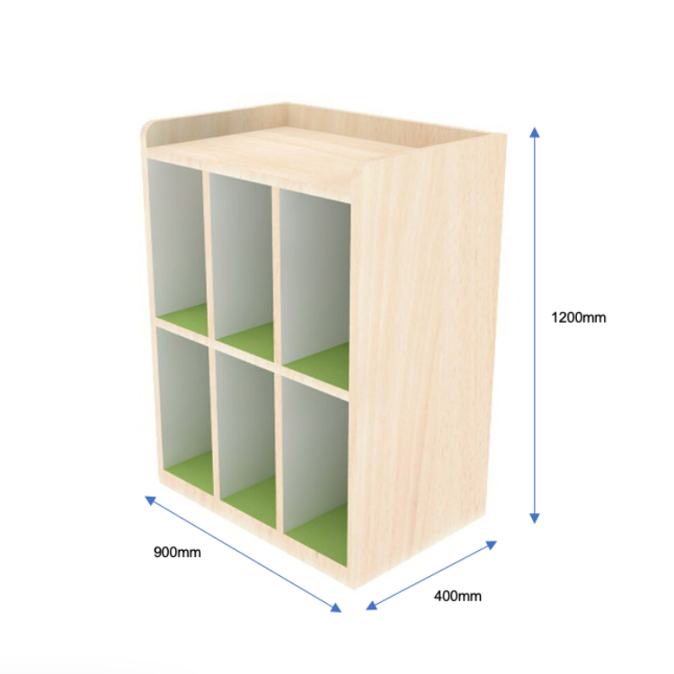Tall Shelf 2 Tier 6 Compartment, Classic