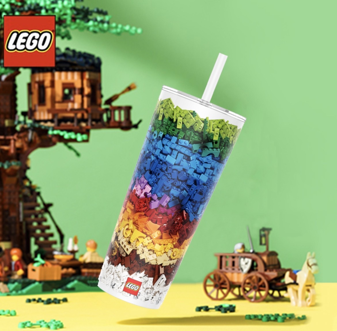 樂高 LEGO 經典創意系列 Classic IP 3D繽紛 850ML 不鏽鋼 吸管杯