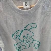 [S] ISTKUNST HEART RABBIT SHORT SLEEVE T-SHIRT,LIGHT GREY, IK2CMMT506ALG (SMW39)