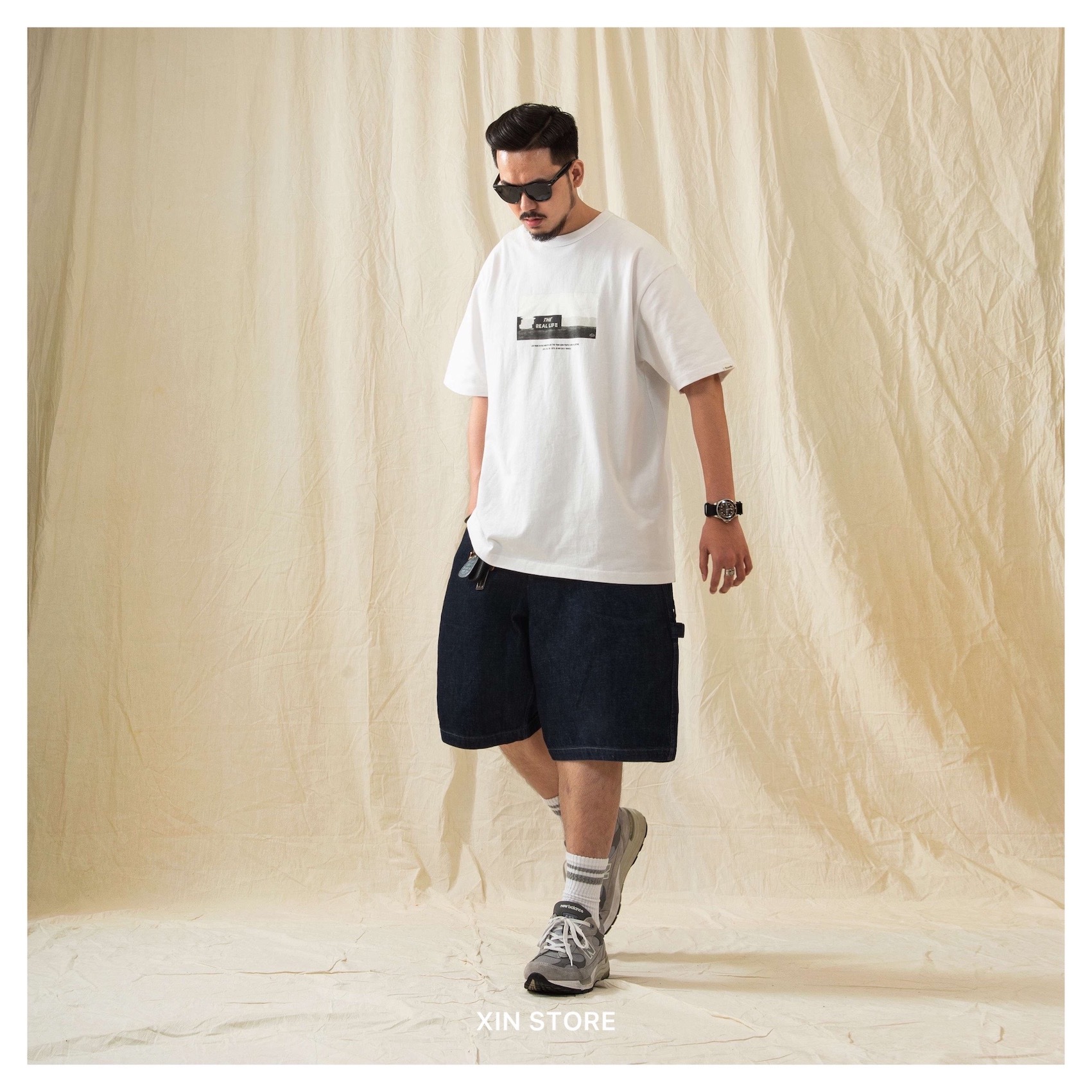 Persevere Onewash Denim Sorts 短褲 寬鬆 丹寧 口袋 牛仔短褲 原色藍