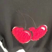 [S] KIRSH BIG CHERRY BOUCLE CROP SWEATSHIRT,BLACK, KFKQSCTM500MBKA [FINAL SALE] (SMW41)