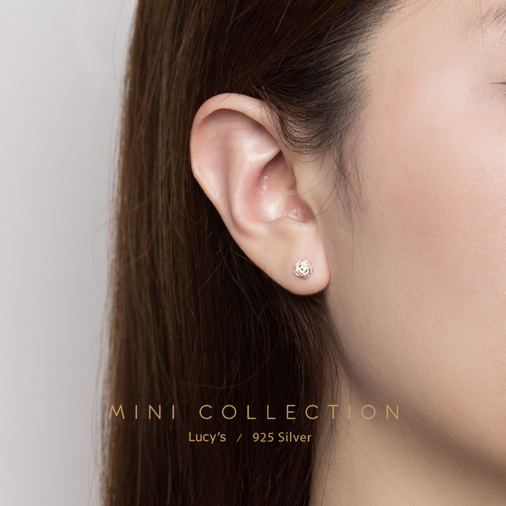 925純銀〔輕銀系列〕山茶花 耳環 (69279)