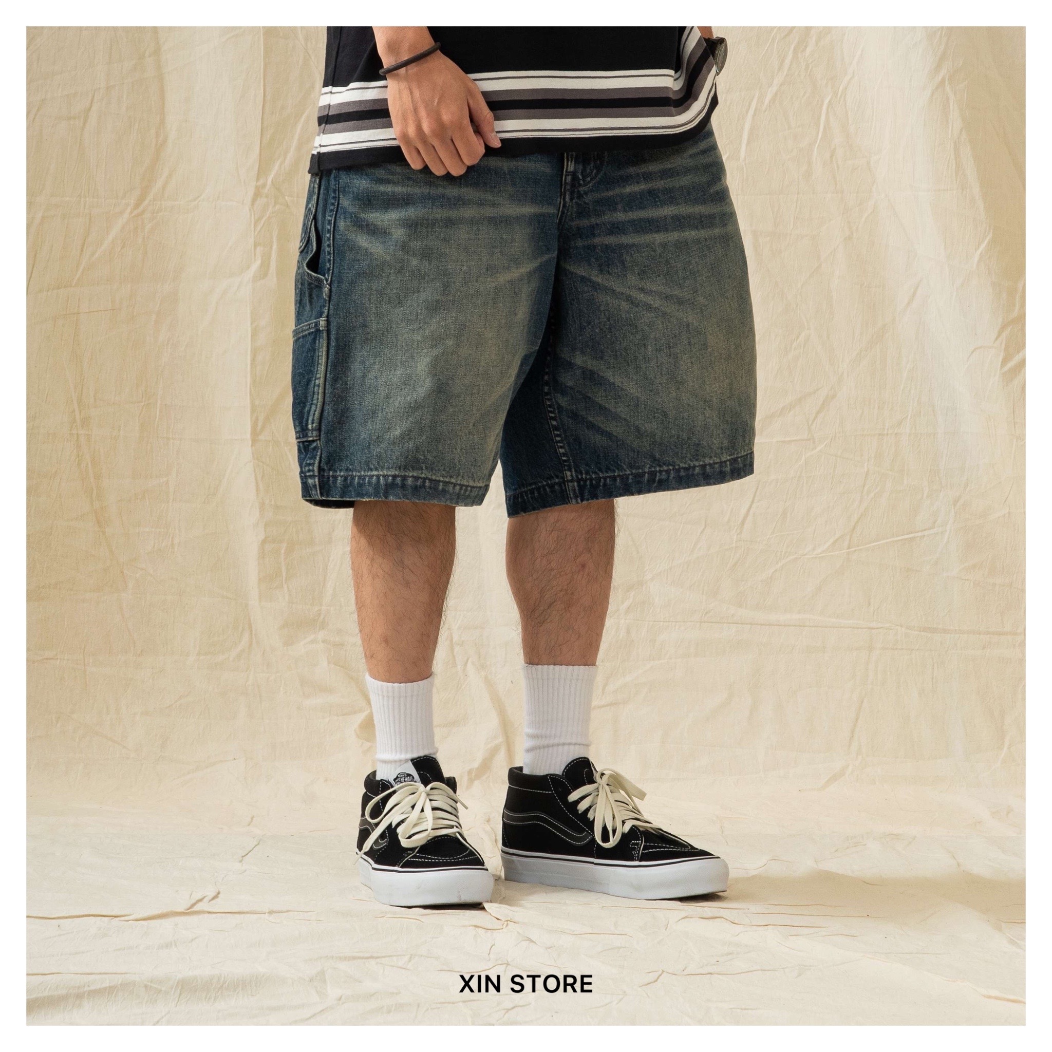 Persevere Hige Denim Shorts 短褲 寬鬆 丹寧 石洗 口袋 水洗藍 水洗黑