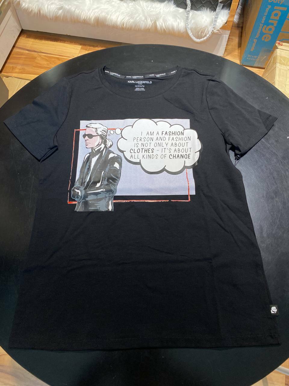 [S] KARL LAGERFELD COMIC T-SHIRT, BLACK, L1WHFD89-BLK (SKL173)