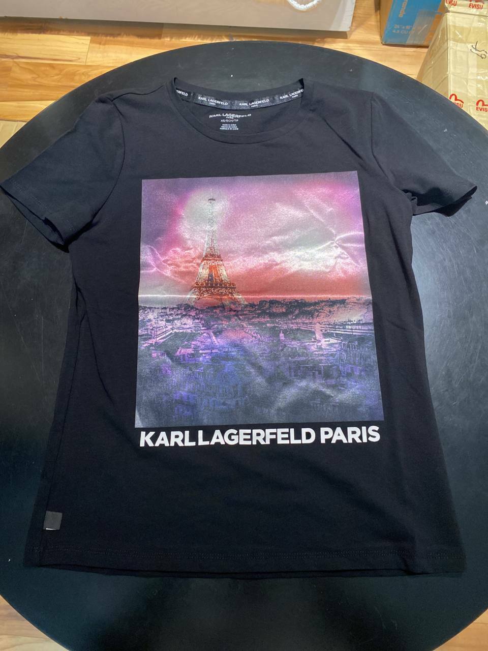 [S] KARL LAGERFELD EIFFEL TOWER PRINT, BLACK, L1WH0096-BLK (SKL176)
