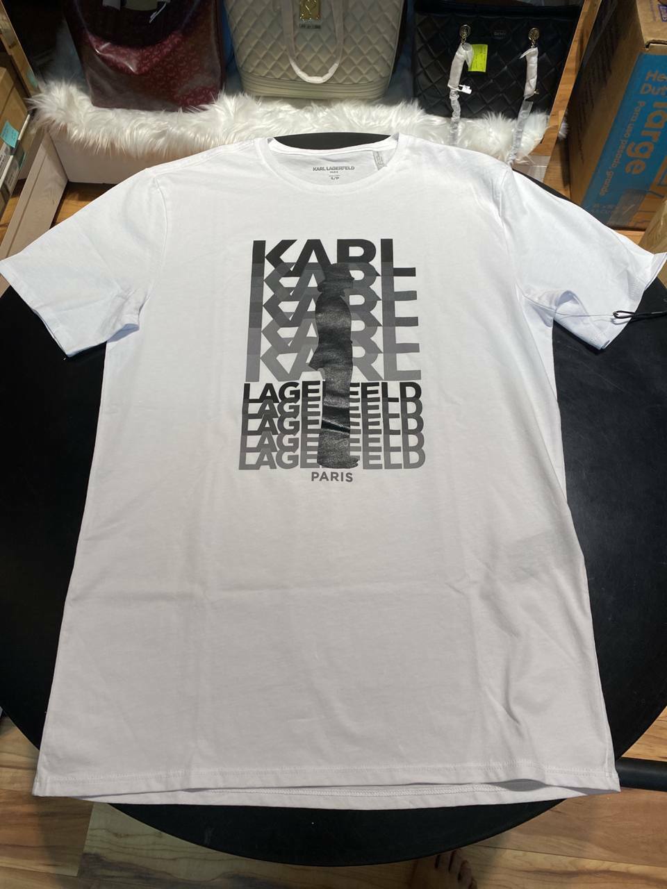 [S] KARL LAGERFELD HUMAN AND WORDIN SHADOW T-SHIRT,WHITE, LM1G2133-WHT (SKL179) FINAL SALES