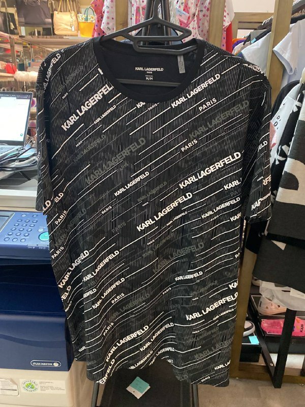 [S] KARL LAGERFELD LOGO PRINT SHORT SLEEVE T-SHIRT,BLACK, LM0K3635-BLK (SKL180)