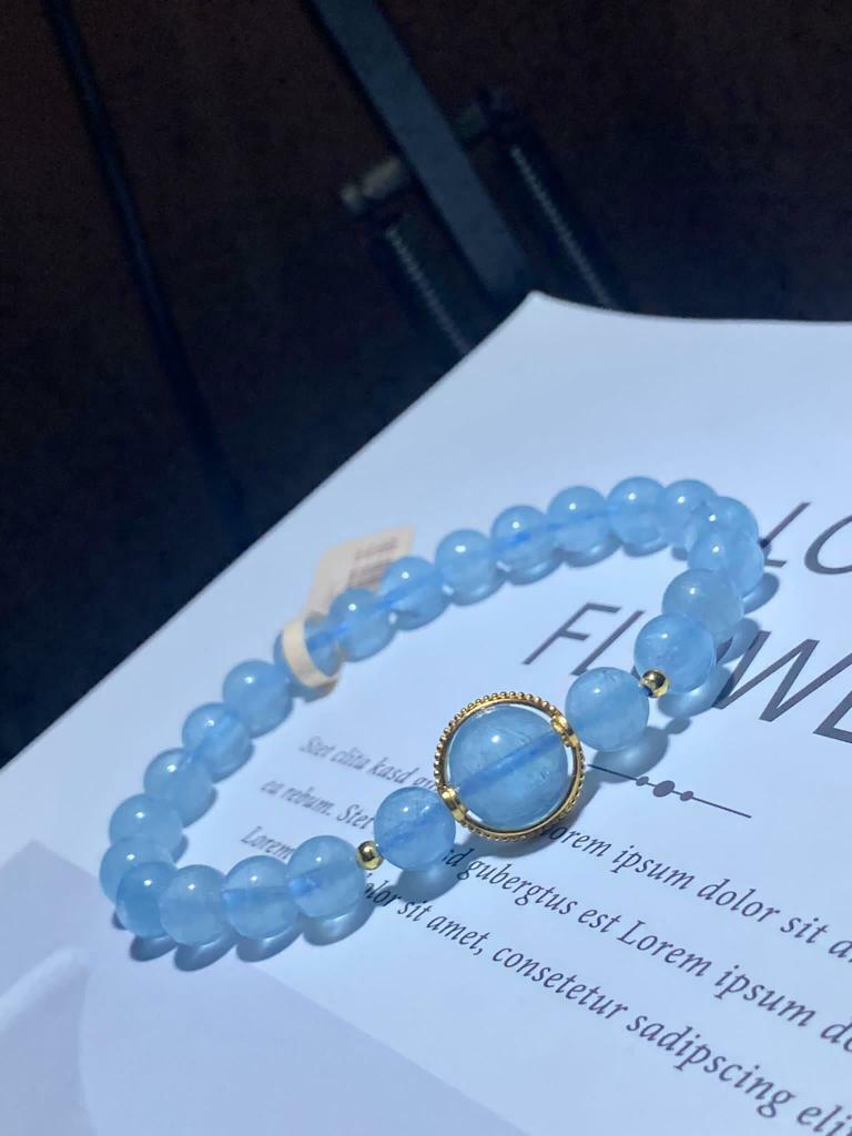 海藍寶配圓型海藍寶charms