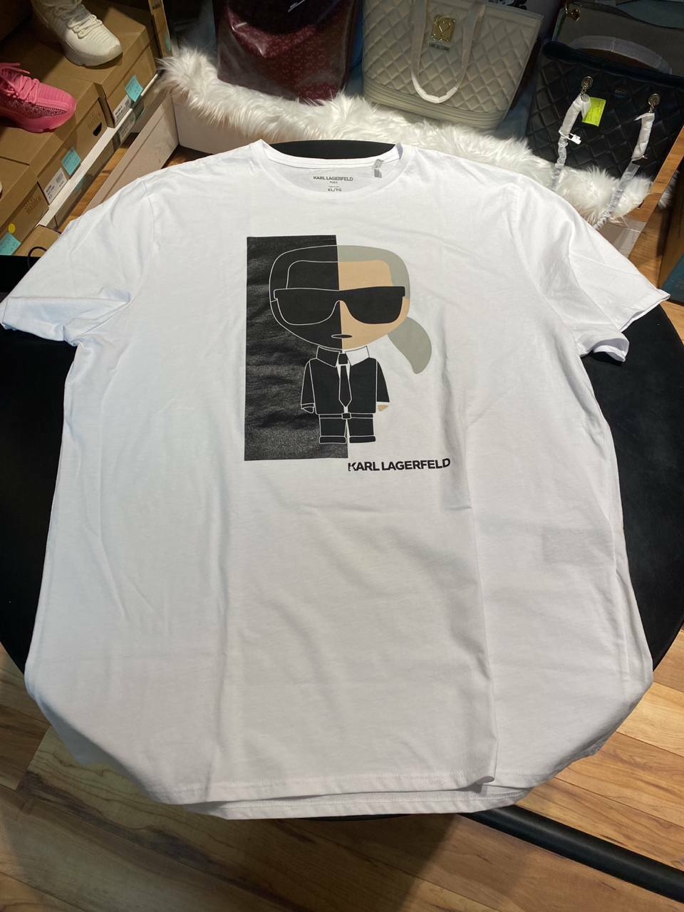 [S] KARL LAGERFELD SPLIT PERSONALITY SHORT SLEEVE T-SHIRT,WHITE, LM1G2088-WHT (SKL181)