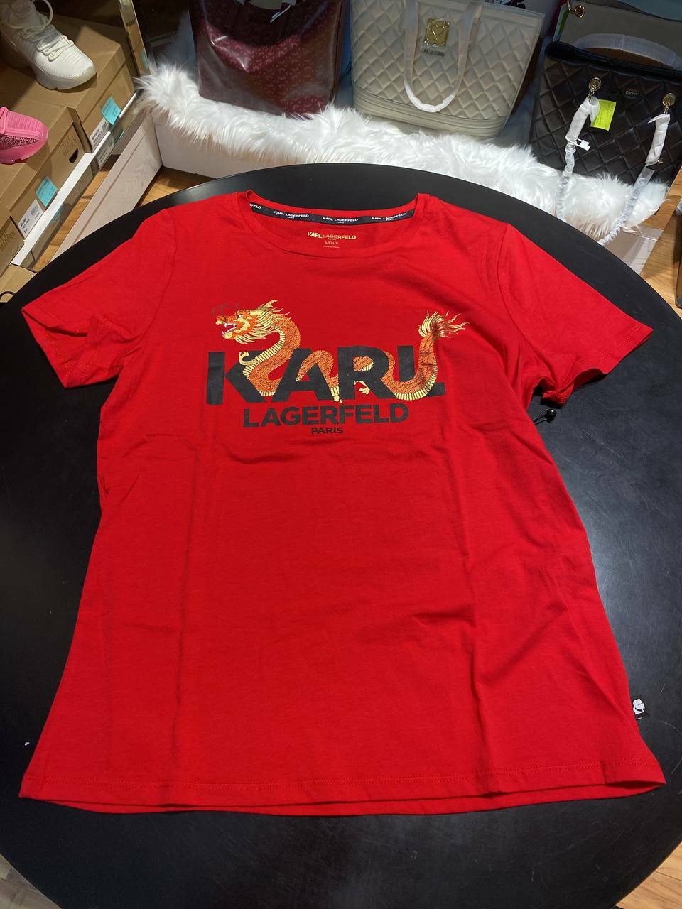 [S] KARL LAGERFELD LUNAR NEW YEAR DRAGON TEE,RED, L1WHFD03-ADJ (SKL189)