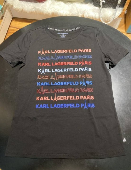 [S] KARL LAGERFELD WORDING TEE SHIRT,BLACK, L1WHFD06-BLK (SKL197)