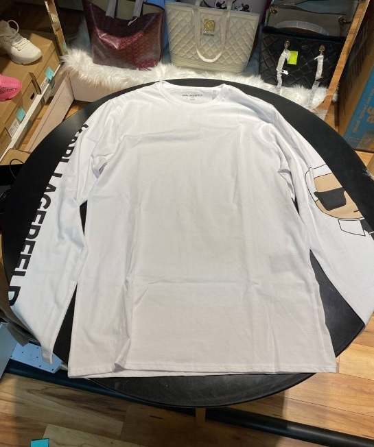 [S] KARL LAGERFELD CHARACTER LOGO LONG SLEEVE TEE,WHITE, LM1G2158-WHT (SKL200) FINAL SALES