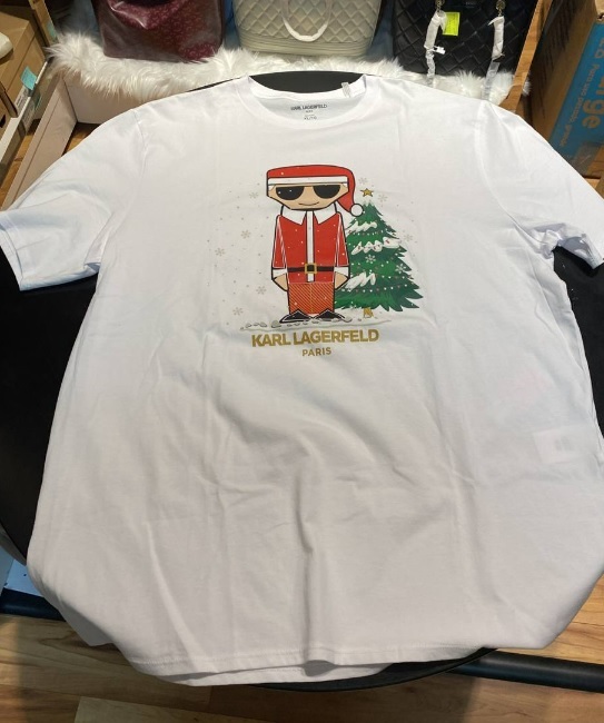 [S] KARL LAGERFELD KARL SANTA TEE,WHITE, LM1G2194-WHT (SKL202)
