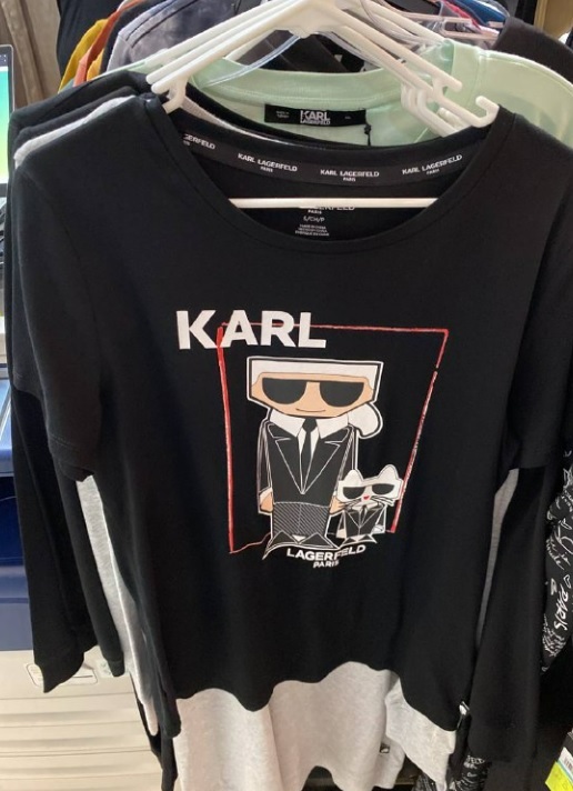 [S] KARL LAGERFELD DUO IN FRAME SHORT SLEEVE T-SHIRT,BLACK, L1WHFD87-BLK (SKL204)