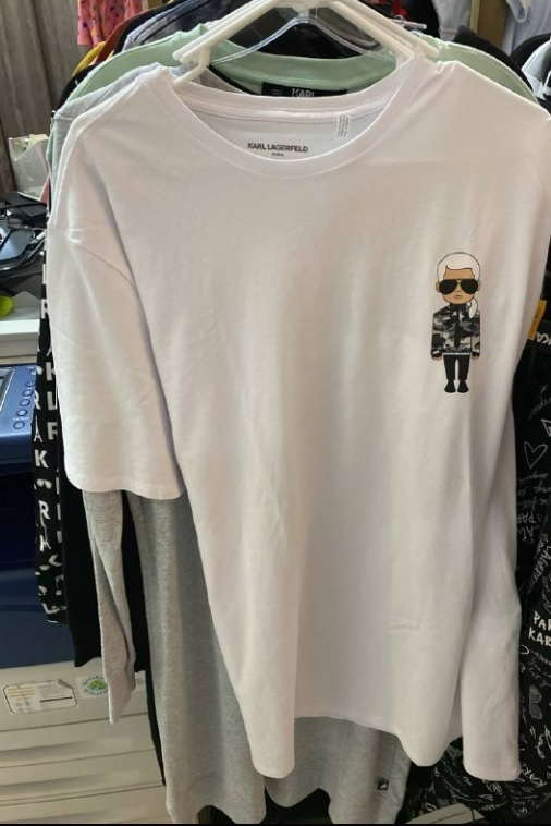 [S] KARL LAGERFELD CASUAL SIMPLE SHORT SLEEVE T-SHIRT,WHITE, LM0G2010-WHT (SKL209)