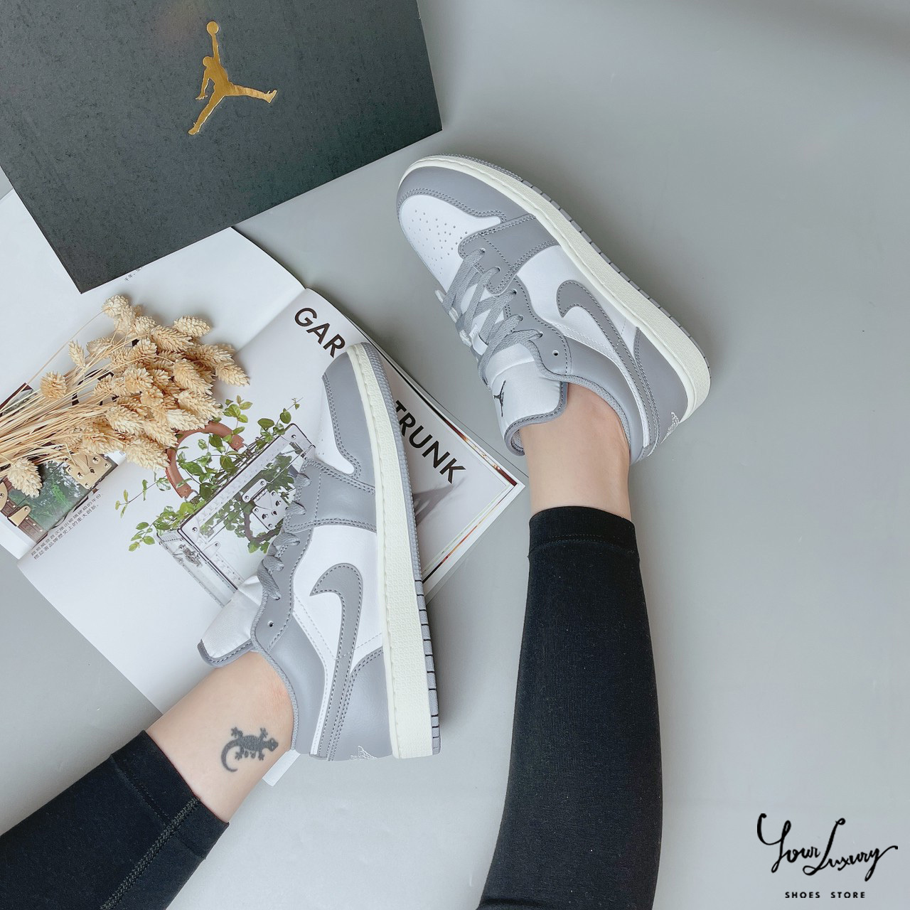 【Luxury】NIKE AIR JORDAN 1 GS VINTAGE GREY 煙灰 奶油底 大童鞋 女 男鞋 白灰