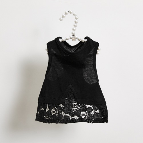 Louisdog Black Crochet Sleeveless
