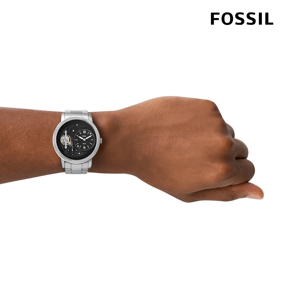 萬年鐘錶 - Fossil   菁英時尚雙機芯男錶 銀色不鏽鋼鍊帶  ME1175   錶徑44MM