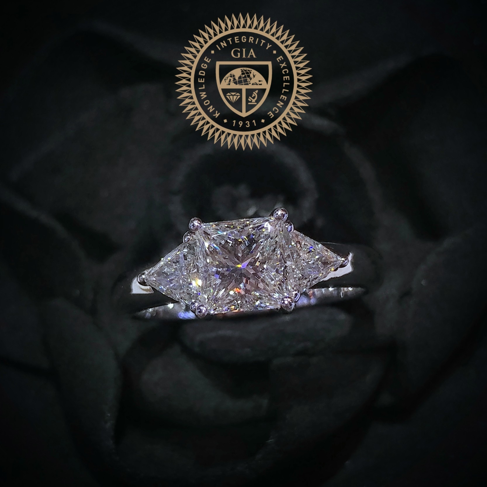 18K White Gold 1.02ct Princess Cut Diamond Ring