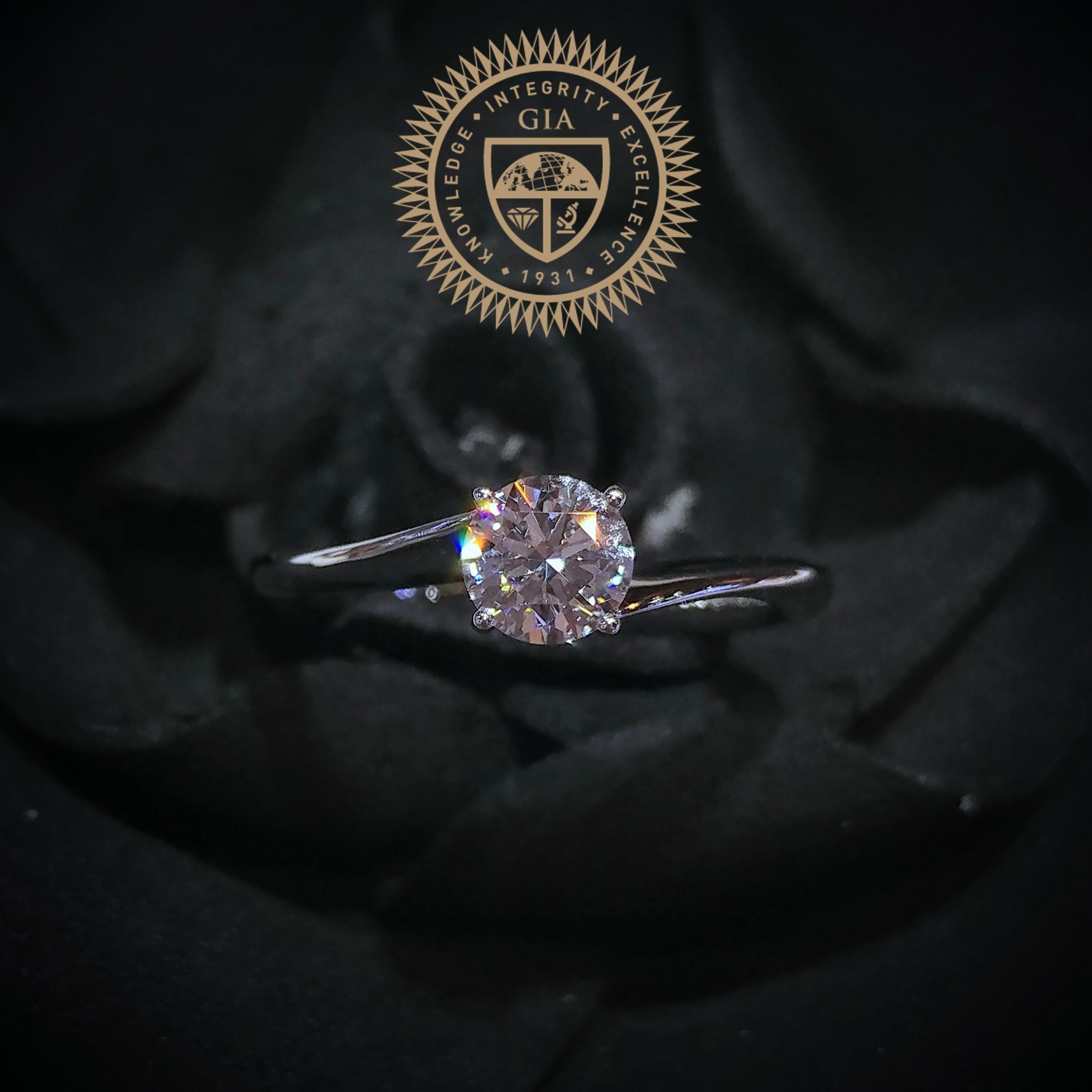 全新18K白金【單粒52份鑽石】戒指