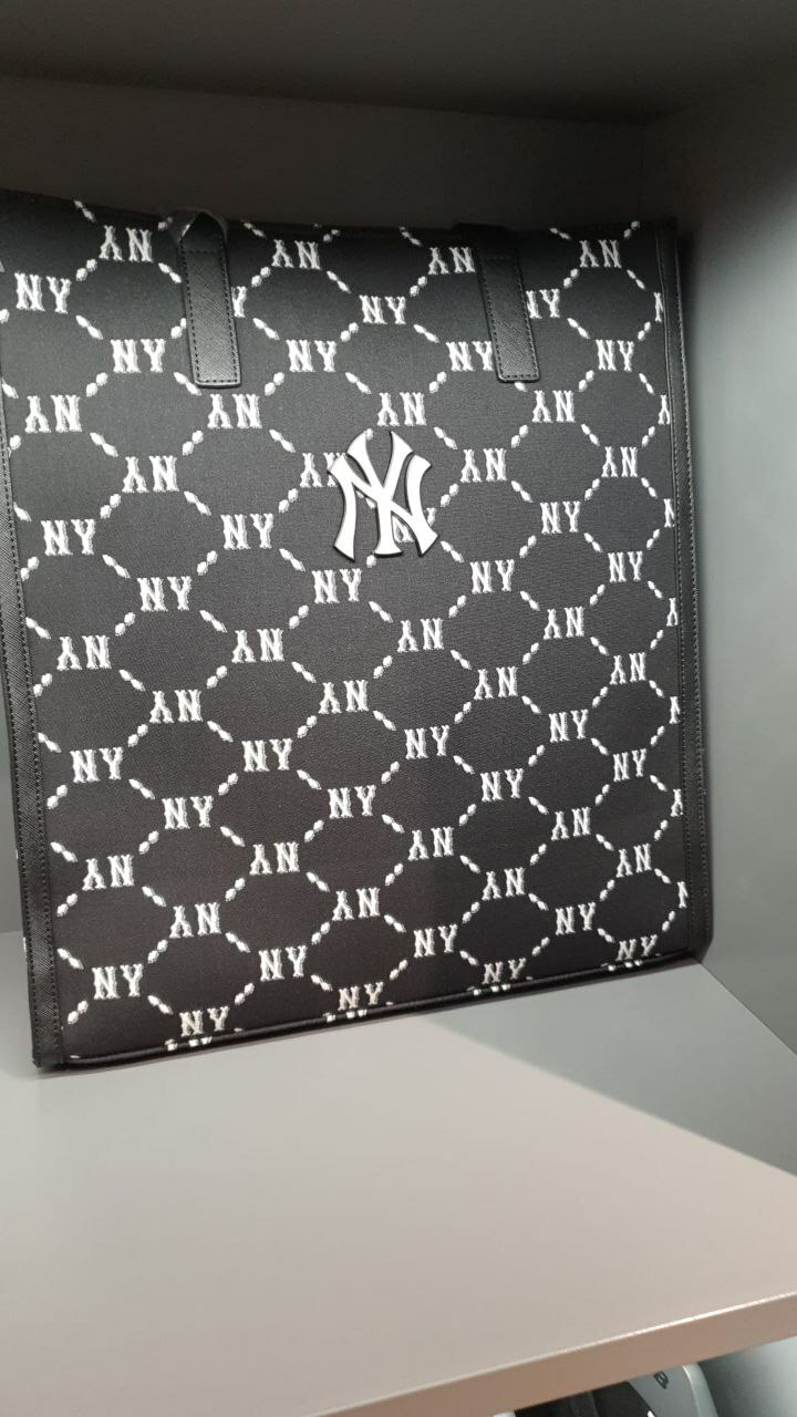 [S] MLB MONOGRAM TOTE BAG NEW YORK YANKEES,BLACK, 3AORM012N-50BKS (SMLB122)