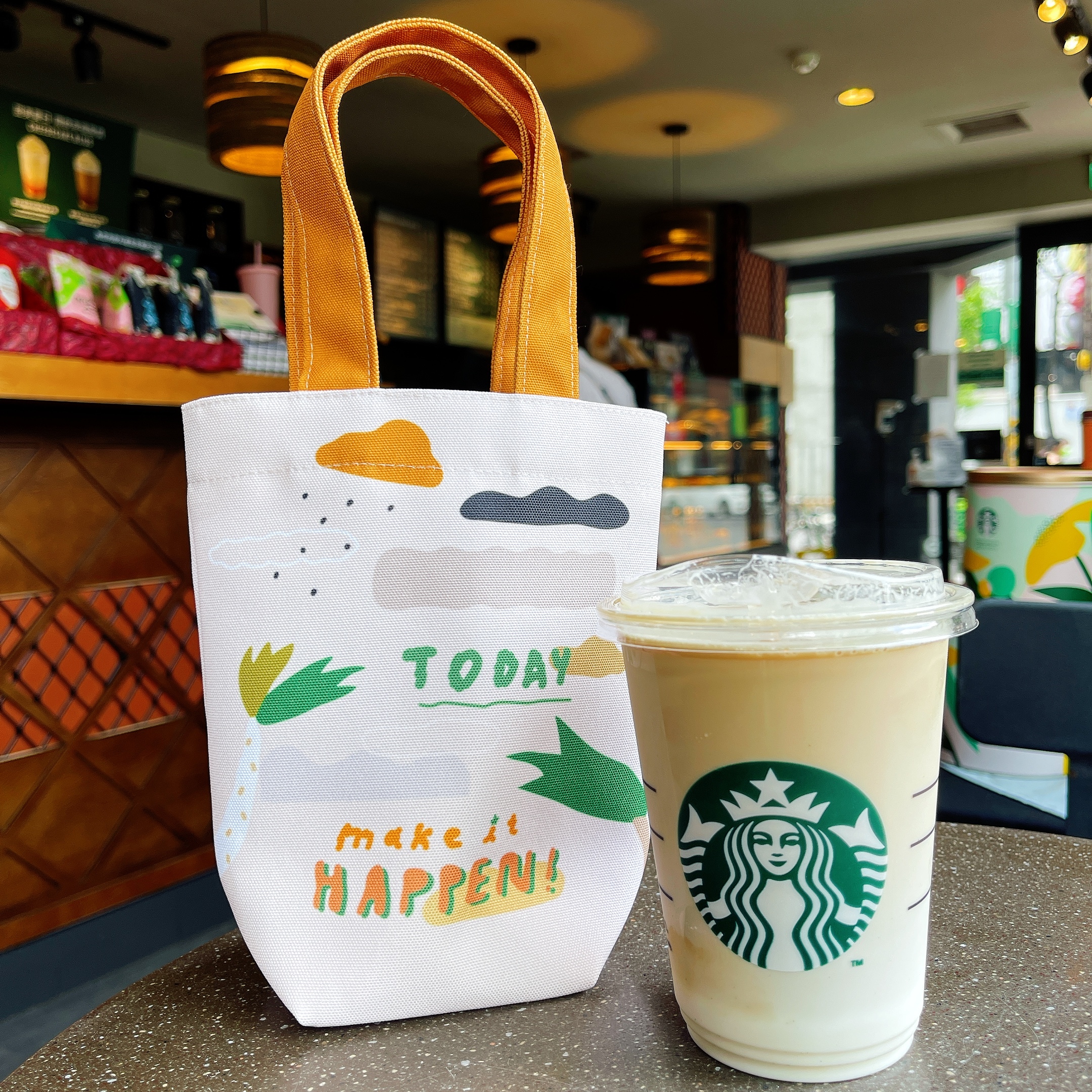 【慢慢挑x馬卡龍腳趾-雙花色防潑水提袋】 橘色 A.星期八（可裝冰霸杯）