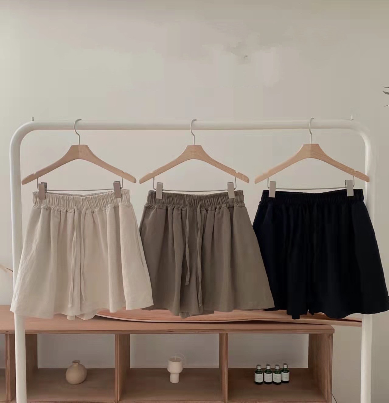 JULP259 棉麻橡筋腰短褲