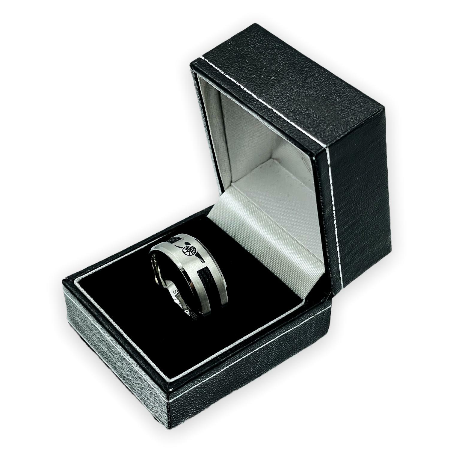 阿仙奴銀色黑炮會徽戒指-1M