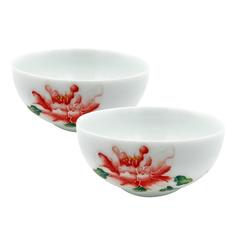 手繪浮雕圓杯(牡丹)2入