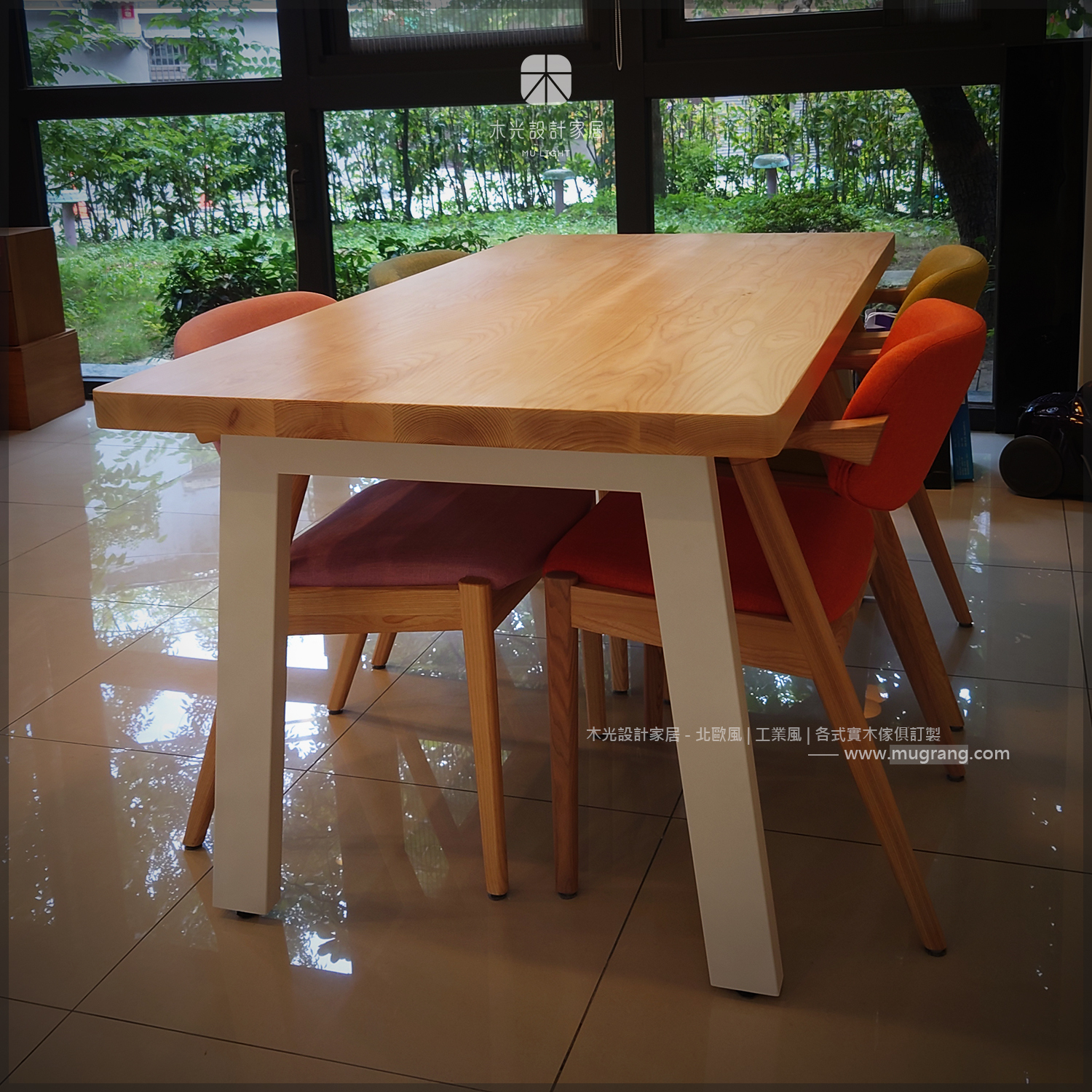 Bianca-北歐俐落斜腳實木桌|可訂製