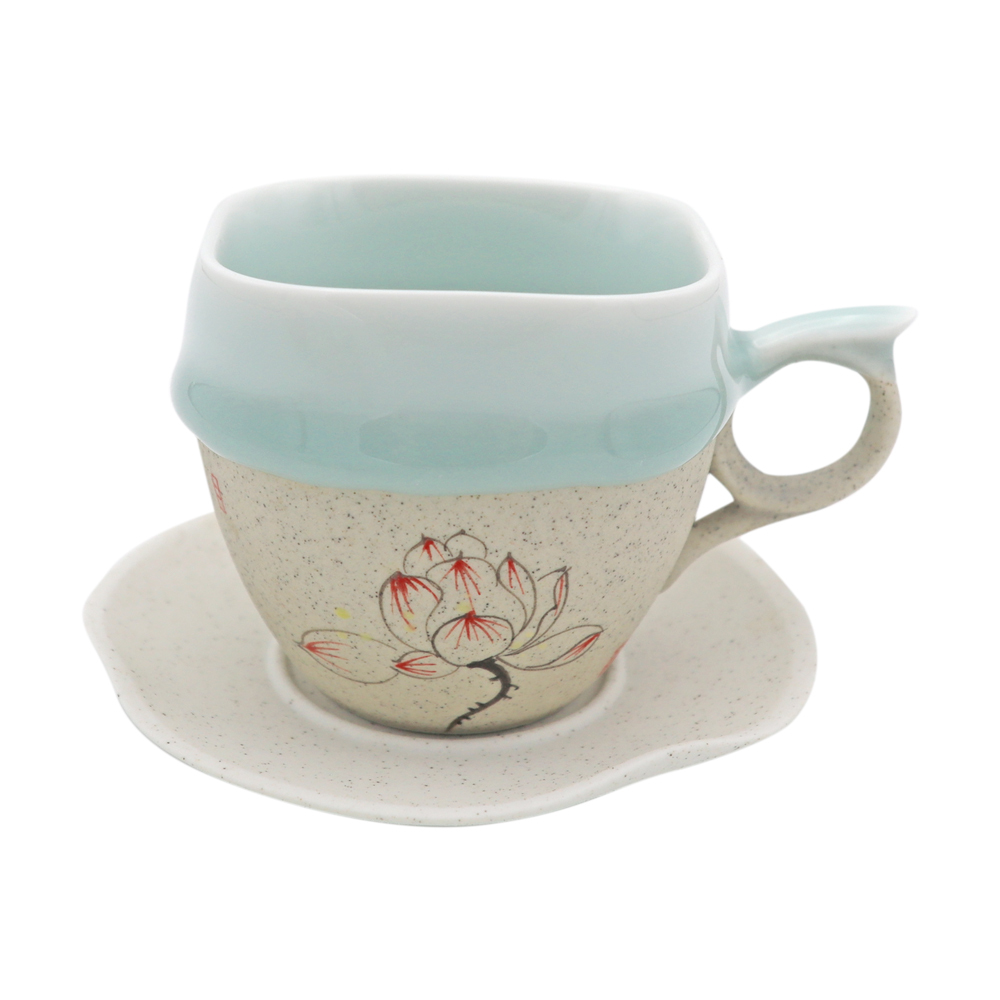 冰淇淋咖啡杯(荷花)(小)(方口)