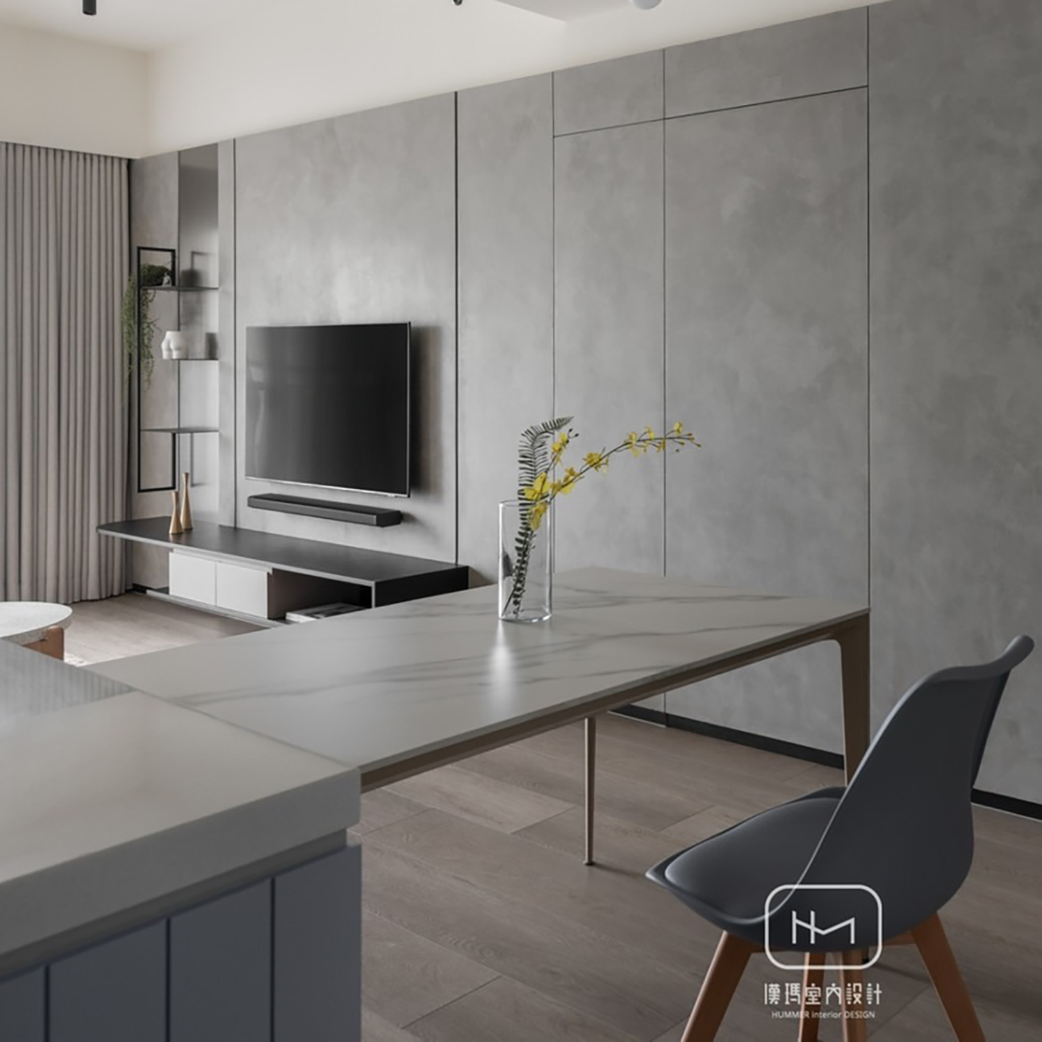 Hermes輕奢極簡四腳岩板桌