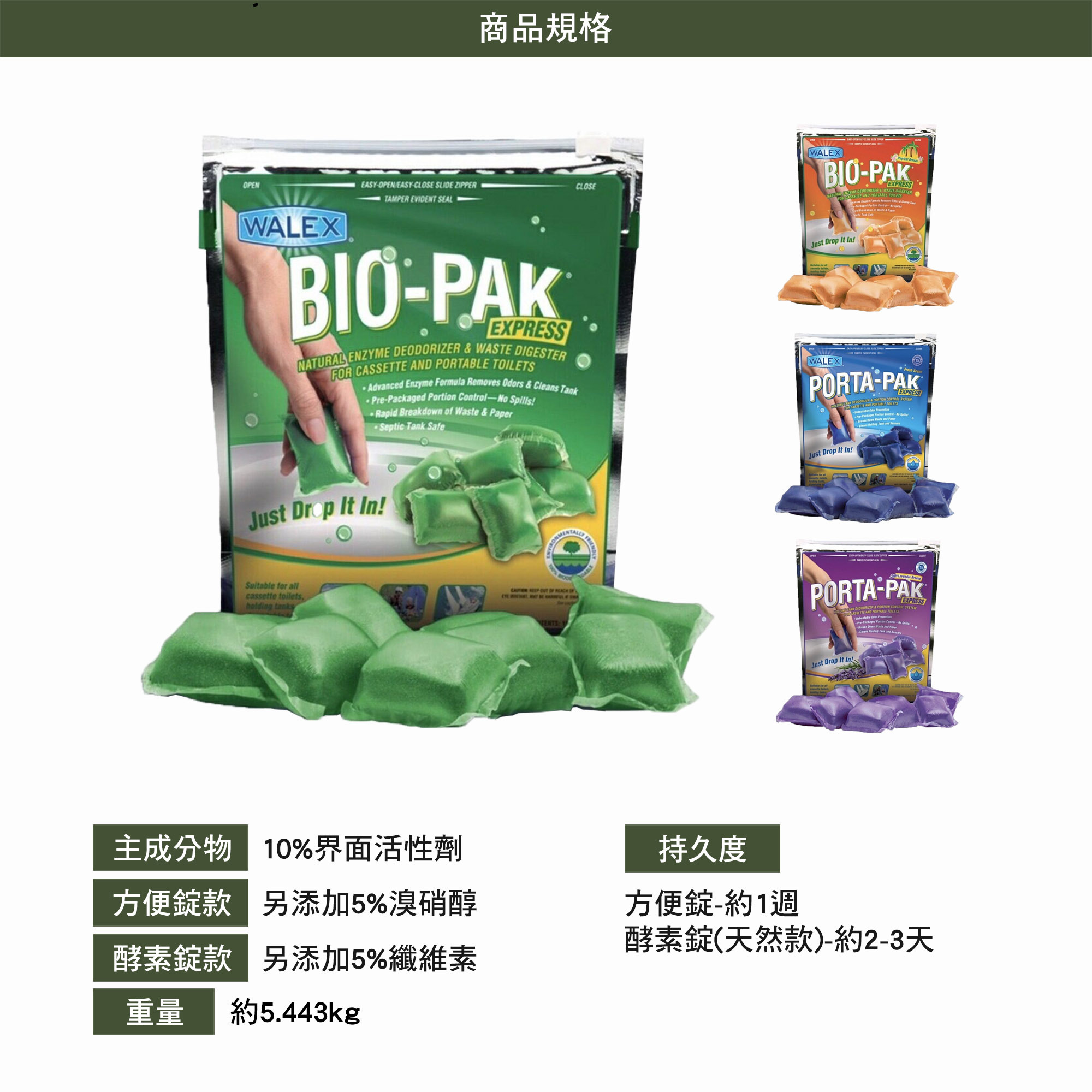 Walex 行動廁所清潔酵素錠