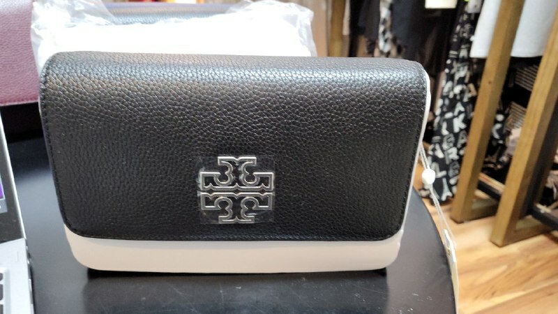 [S] TORY BURCH BRITTEN COMBO CROSSBODY,BLACK/SILVER, 75025-003 (STB156)