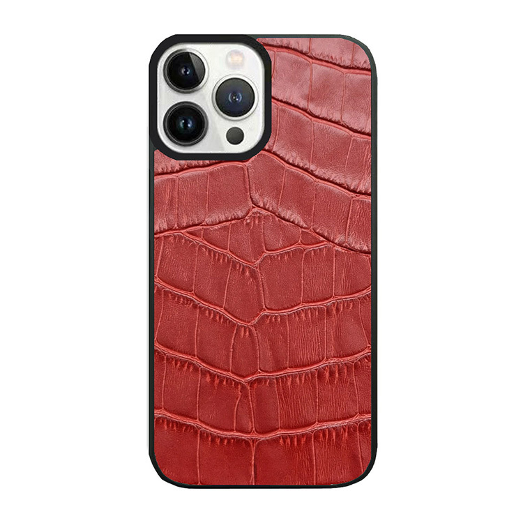 鱷魚紋塗飾皮革 (橙色)