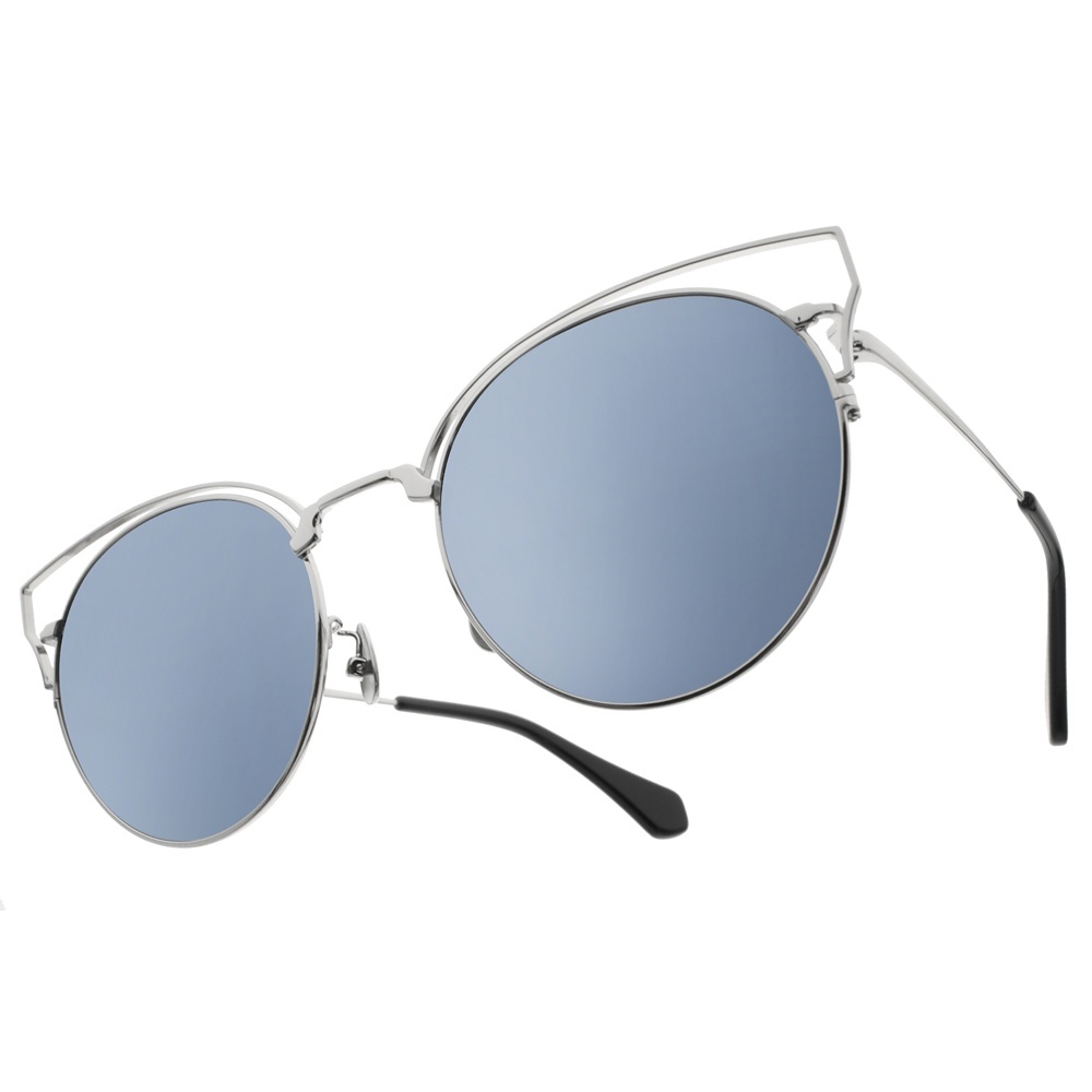 【NINE ACCORD】KISSING ORTWO C2 簍空貓眼造型金屬圓框太陽眼鏡 (水銀鏡片)