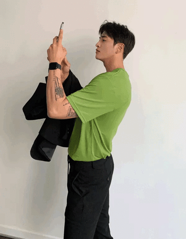 ECO彈力圓領無紋基本短袖T恤