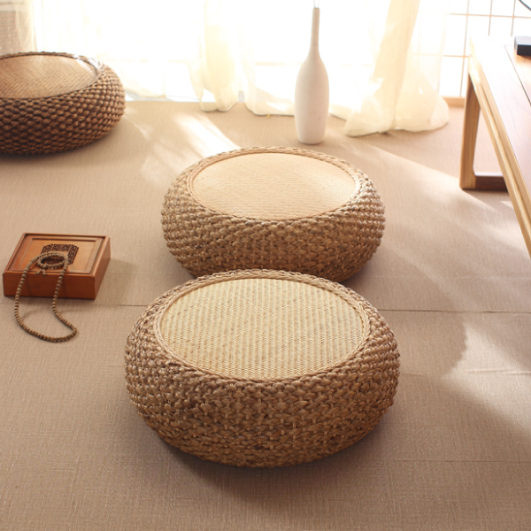 藤編圓弧蒲團坐墊