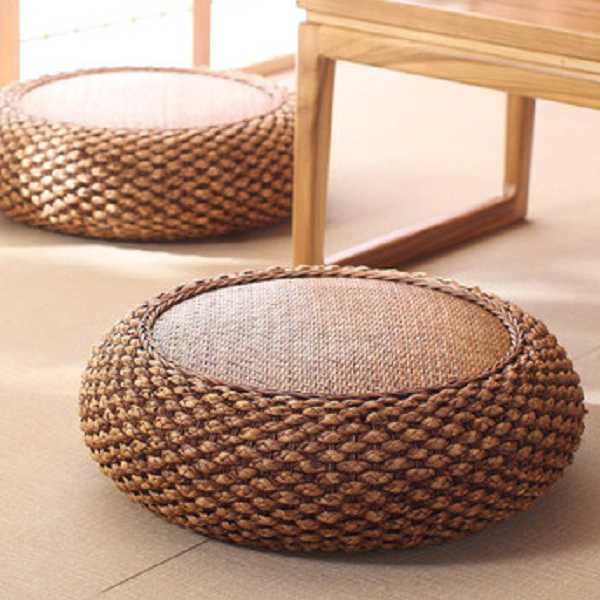 藤編圓弧蒲團坐墊