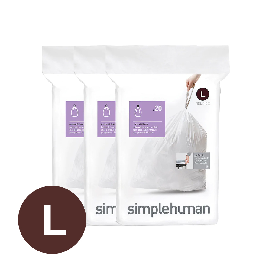 美國品牌SIMPLEHUMAN 3x20個裝 18L塑膠垃圾袋 Code L -CW0407
