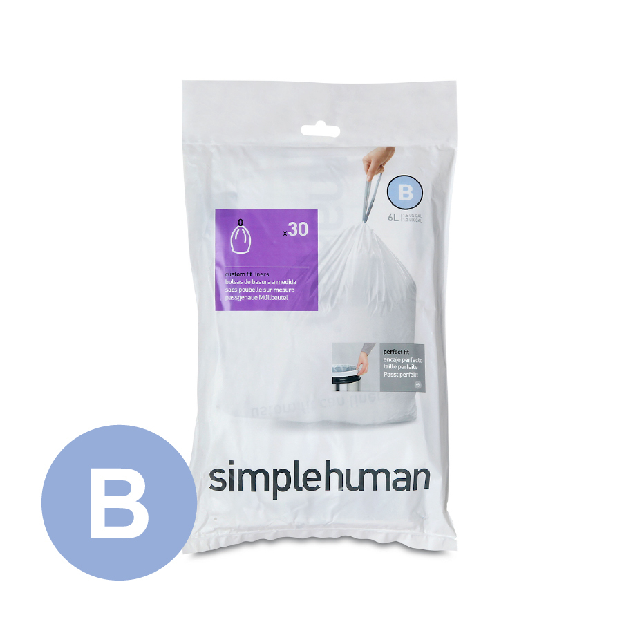美國品牌SIMPLEHUMAN 30個裝 6L塑膠垃圾袋 Code B -CW0161