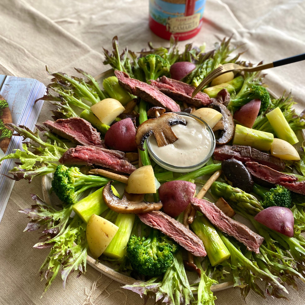 【厚切菲力 野菇白醬＆春季蔬菜】食譜食材箱