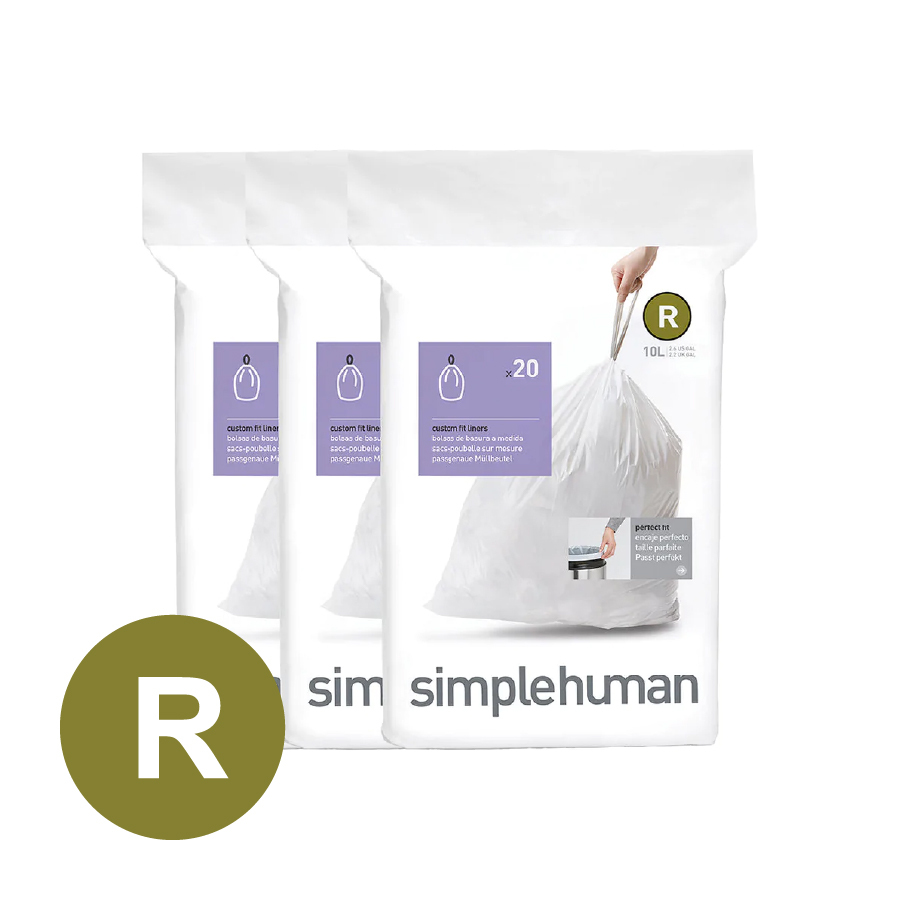 美國品牌SIMPLEHUMAN 3x20個裝10L塑膠垃圾袋 Code R -CW0253