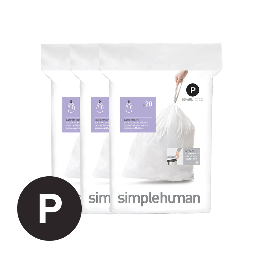 美國品牌SIMPLEHUMAN 3x20個裝50-60L塑膠垃圾袋 Code P -CW0263