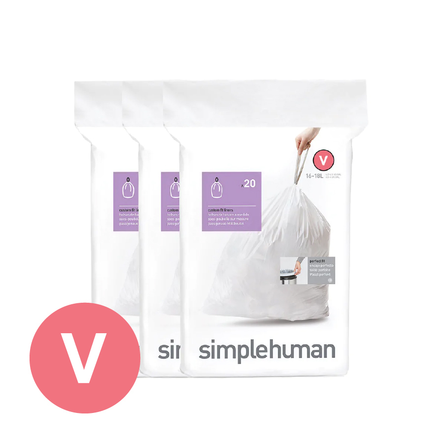 美國品牌SIMPLEHUMAN 3x20個裝16-18L塑膠垃圾袋 Code V -CW0277