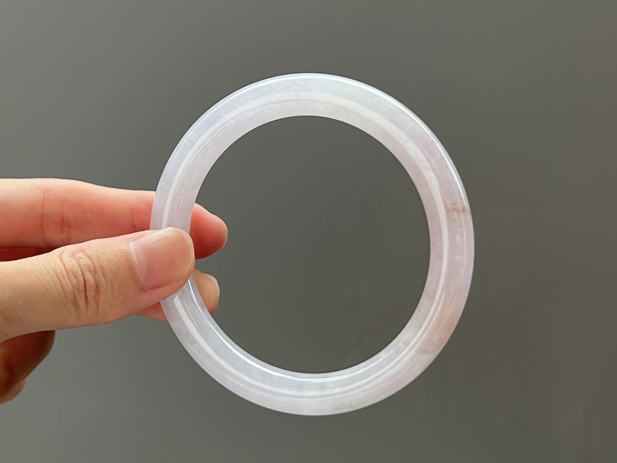 冰種粉紫帶紅翡圓鐲